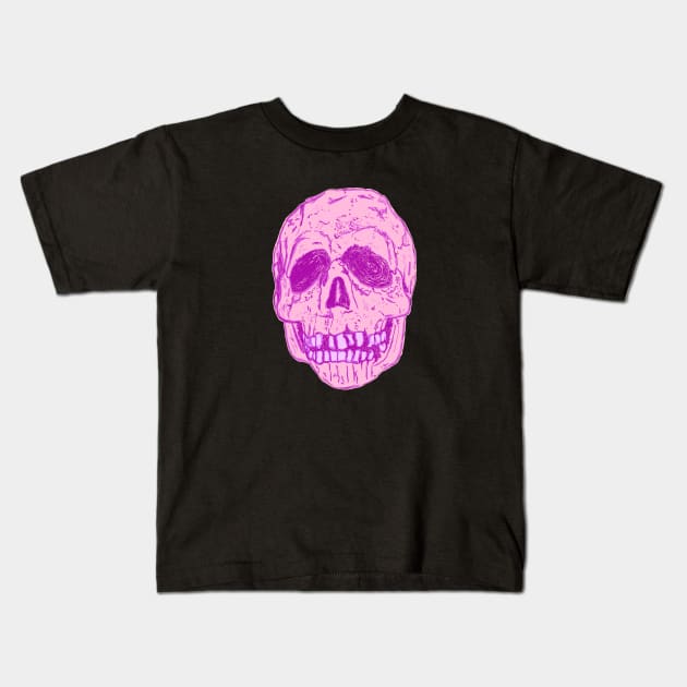 Silver Shamrock Skull (Neon Pink) Kids T-Shirt by attackofthegiantants